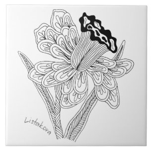 Carreau En Céramique Trépied/tuile en céramique de fleur de Listakora