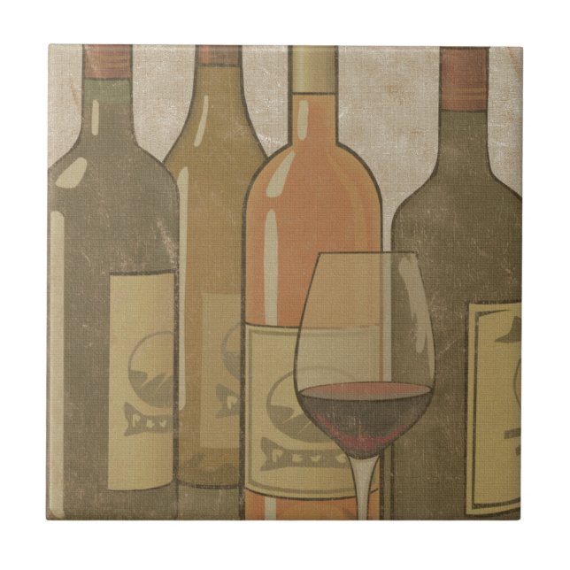 Carreau En Céramique Trépied vintage de tuile de bouteille de vin (Devant)
