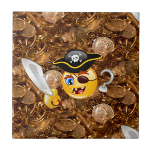 Carreau En Céramique trésor pirate emoji