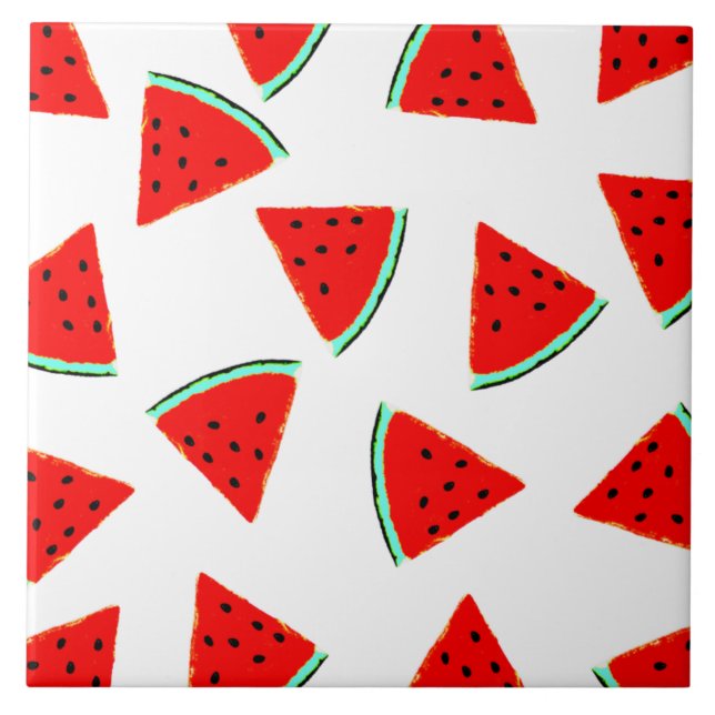 Carreau En Céramique Triangles à motif pastèque (Devant)