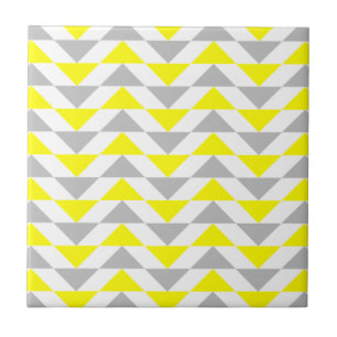 Carreau En Céramique Triangles géométriques Jaune, Gris, Blanc Motif