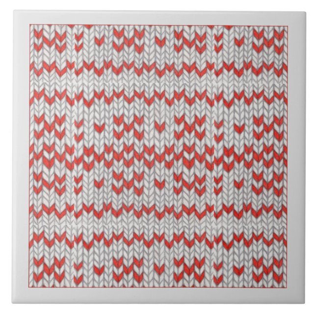 Carreau en céramique TRICOT NORDIQUE ROUGE / Gris (Devant)