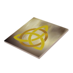 Carreau En Céramique Trinity Celtic Knot Golden Cerclé Vintage