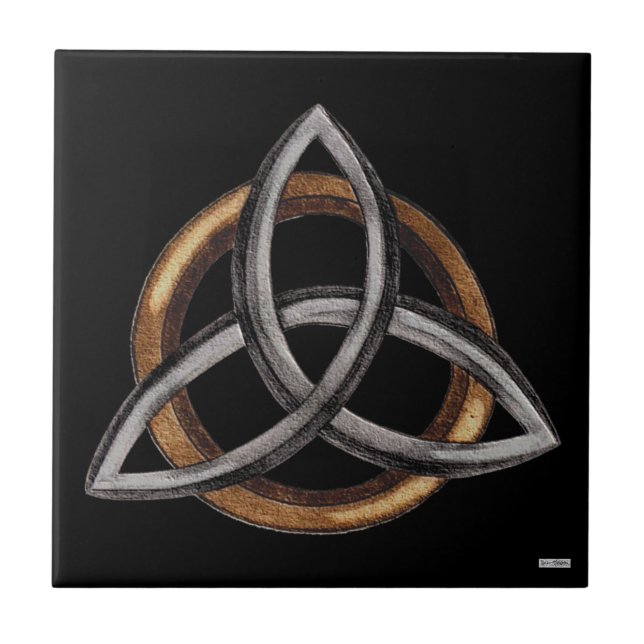 Carreau En Céramique Triquetra (Brown/Argent) (Devant)