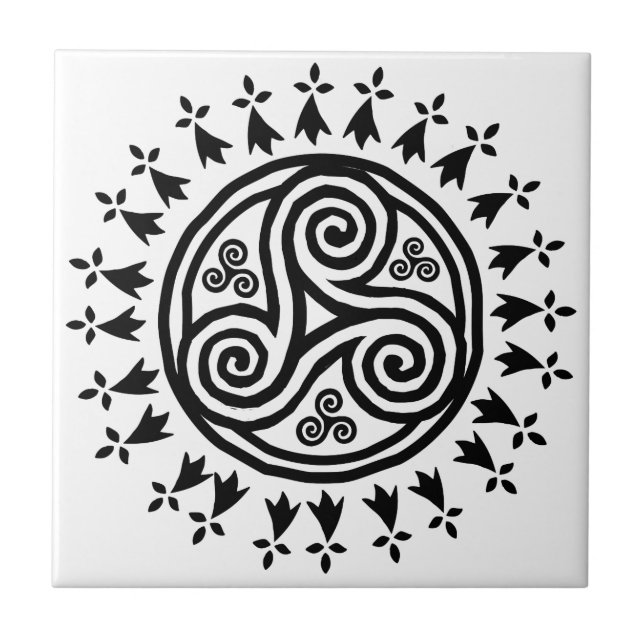 Carreau En Céramique Triskel et hermines bretons (Devant)