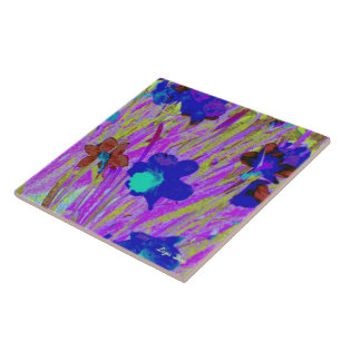 Carreau En Céramique Trivet/Tuile 'Daffodils Violets'