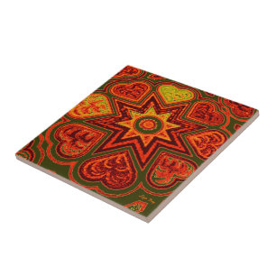 Carreau En Céramique Trivet/tuile 'Starburst of Love'