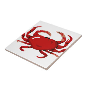 Carreau En Céramique Trivette en mosaïque de crabe rouge
