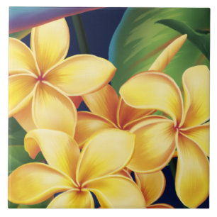 Carreau En Céramique Tropical Paradise Plumeria Hawaiian Tiles & Trivet