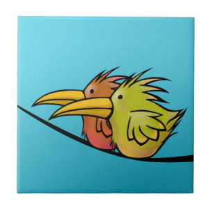 Carreau En Céramique Tuile, 2 oiseaux sur un fil