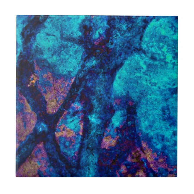 Carreau En Céramique Tuile bleue d'or (Devant)