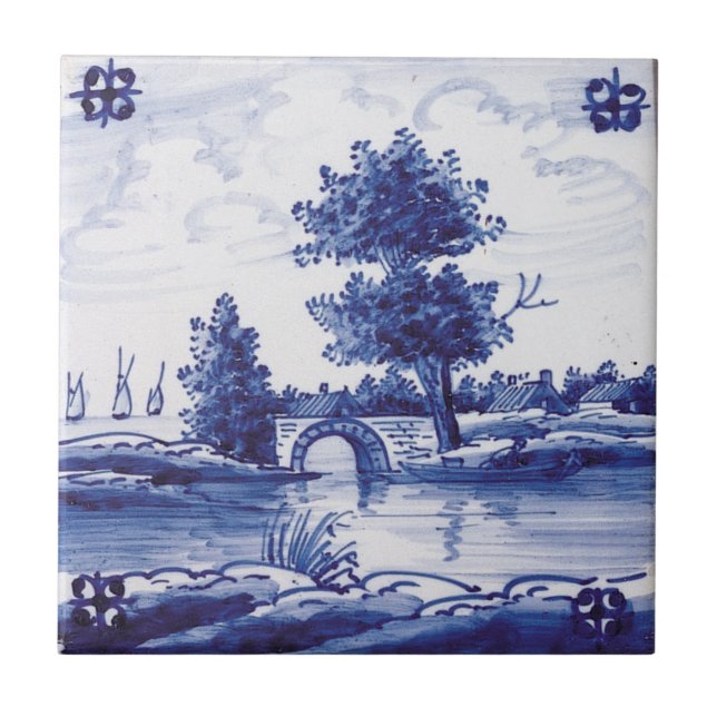 Carreau En Céramique Tuile bleue traditionnelle néerlandaise (Devant)