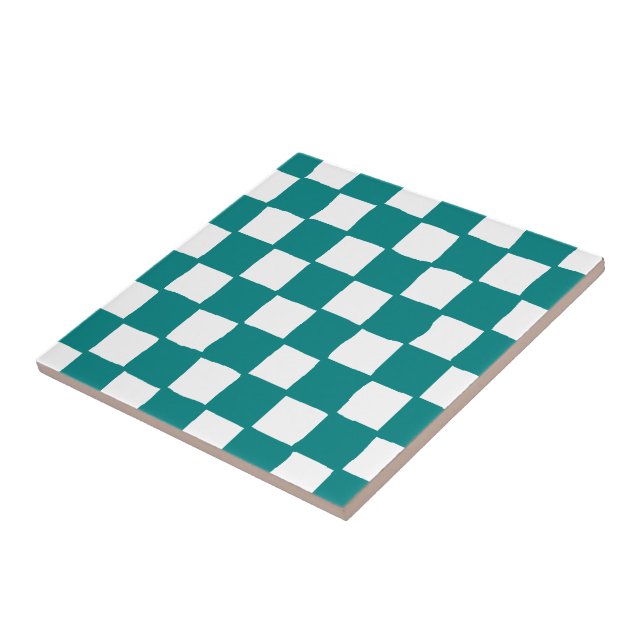Carreau En Céramique tuile checkered de motif (sarcelle d'hiver) (Côté)