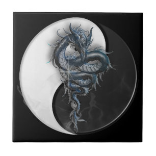 Carreau En Céramique Tuile chinoise de dragon de Yin Yang