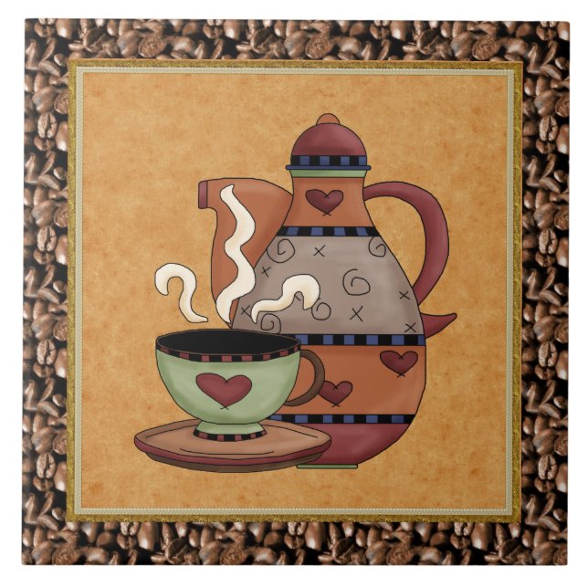 Carreau En Céramique Tuile d'amusement de bande dessinée de café de (Devant)