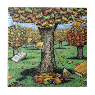 Carreau En Céramique Tuile d'arbre de livre