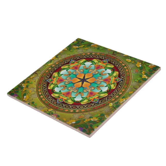 Carreau En Céramique Tuile d'arbre de mandala (Côté)