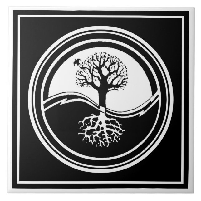 Carreau En Céramique Tuile d'arbre de Yin Yang (Devant)