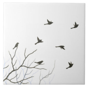 Carreau En Céramique Tuile d'art de silhouette d'oiseaux de vol
