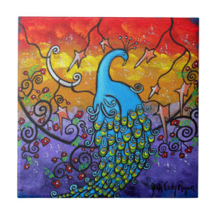 Carreau En Céramique Tuile d'art Peacock Enchantantantant