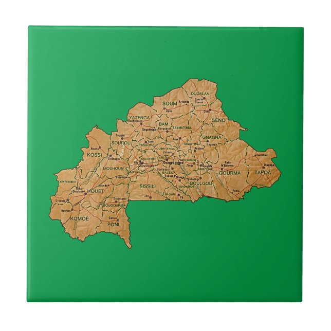 Carreau En Céramique Tuile de carte de Burkina Faso (Devant)