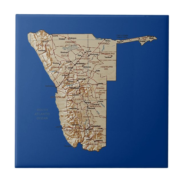 Carreau En Céramique Tuile de carte de la Namibie (Devant)
