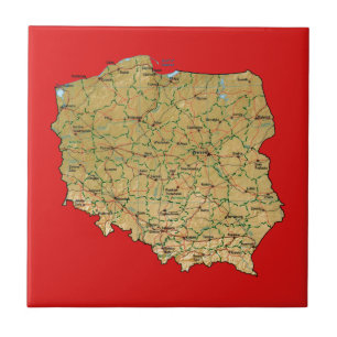 Carreau En Céramique Tuile de carte de la Pologne