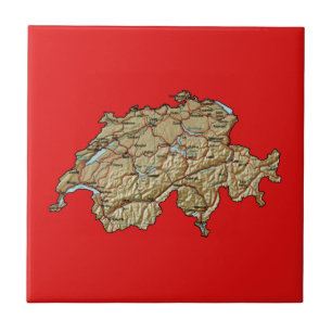 Carreau En Céramique Tuile de carte de la Suisse