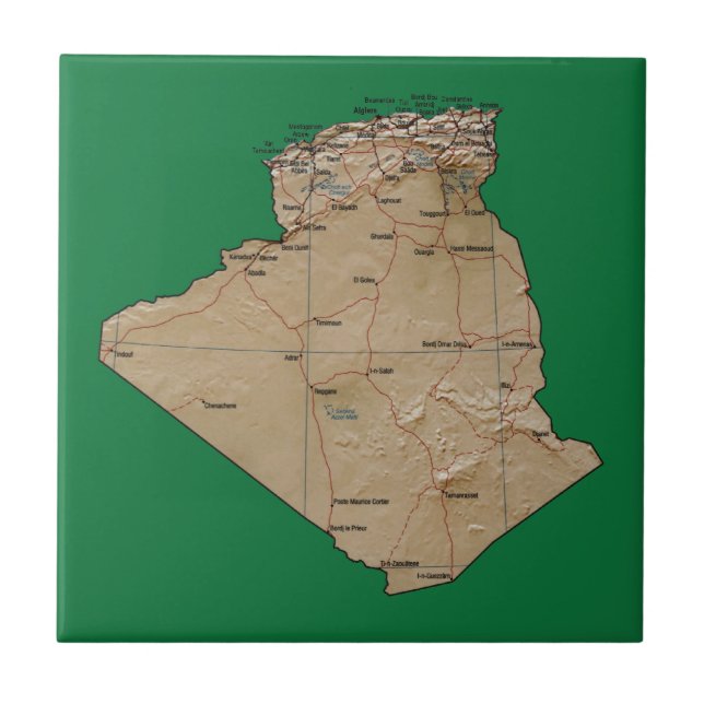Carreau En Céramique Tuile de carte de l'Algérie (Devant)