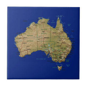 Carreau En Céramique Tuile de carte de l'Australie