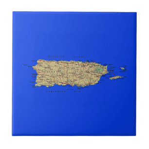 Carreau En Céramique Tuile de carte de Porto Rico