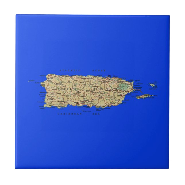 Carreau En Céramique Tuile de carte de Porto Rico (Devant)