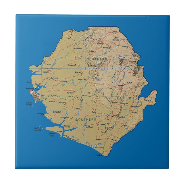 Carreau En Céramique Tuile de carte de Sierra Leone (Devant)