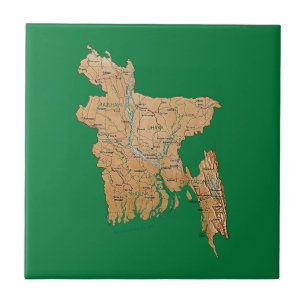 Carreau En Céramique Tuile de carte du Bangladesh