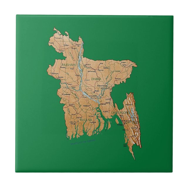 Carreau En Céramique Tuile de carte du Bangladesh (Devant)