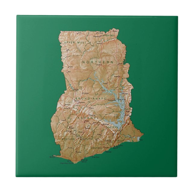 Carreau En Céramique Tuile de carte du Ghana (Devant)