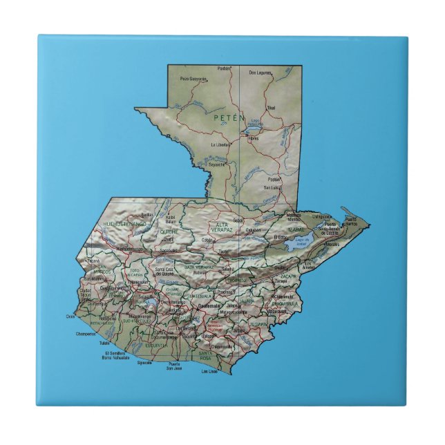 Carreau En Céramique Tuile de carte du Guatemala (Devant)