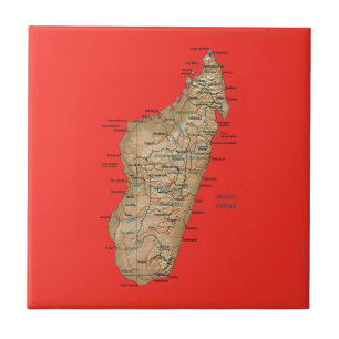 Carreau En Céramique Tuile de carte du Madagascar