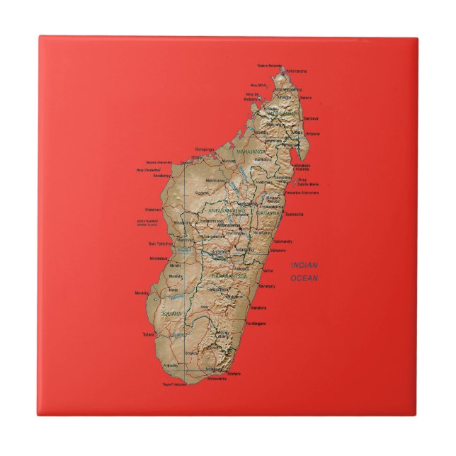 Carreau En Céramique Tuile de carte du Madagascar (Devant)