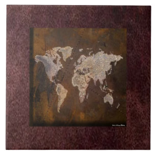Carreau En Céramique Tuile de carte du monde