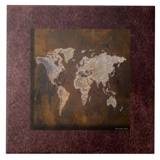 Carreau En Céramique Tuile de carte du monde (Devant)