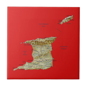 Carreau En Céramique Tuile de carte du Trinidad-et-Tobago
