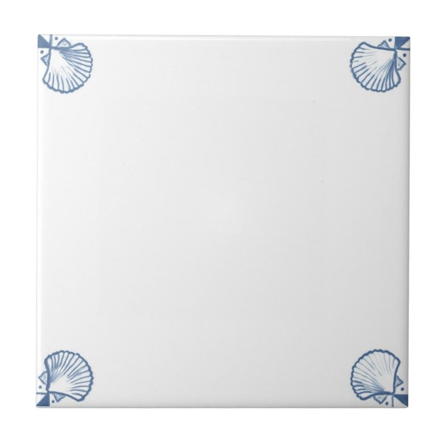 Carreau En Céramique Tuile de champ de Delft avec des coins de Shell (Devant)
