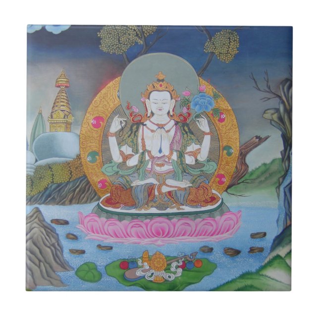 Carreau En Céramique Tuile de Chenrezig (Devant)