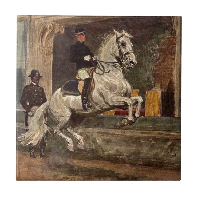 Carreau En Céramique Tuile de cheval de dressage (Devant)