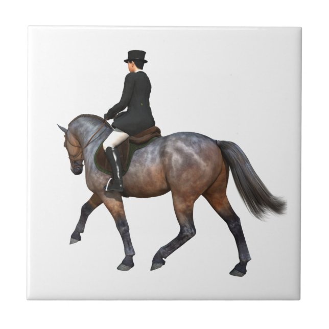 Carreau En Céramique Tuile de cheval de dressage de baie (Devant)