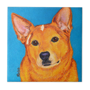 Carreau En Céramique Tuile de chien de bétail - "rouge "