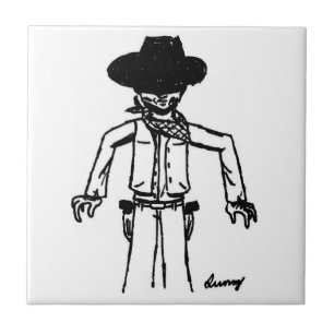 Carreau En Céramique Tuile de croquis de cowboy