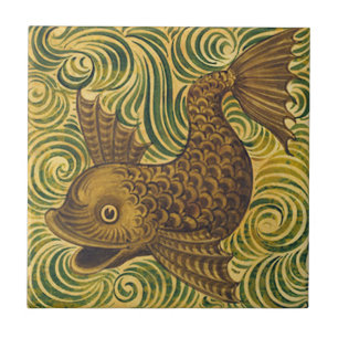 Carreau En Céramique Tuile de dauphin William De Morgan Repro (face à g