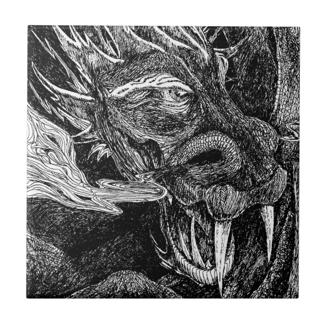 Carreau En Céramique Tuile de dragon (Devant)